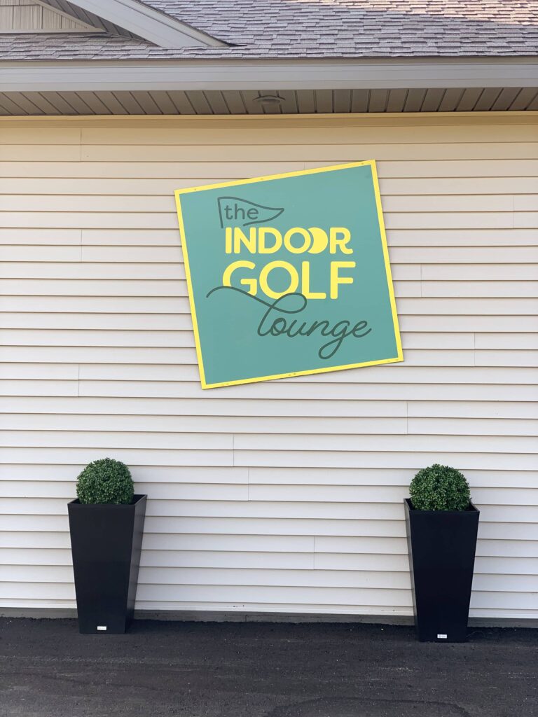 Outdoor signage created for The Indoor Golf Lounge by Olive Ridley Studios