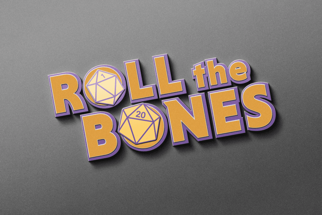Visual brand identity design created for Roll The Bones by Olive Ridley Studios - 3D Logo mockup